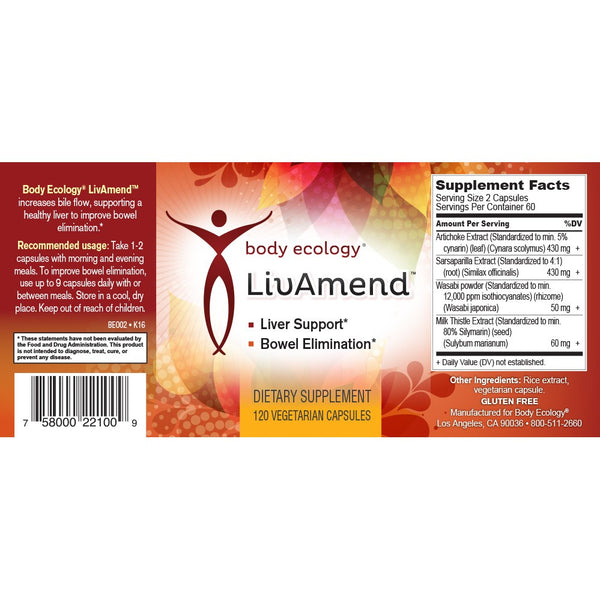 LivAmend 120 Capsules - Email Us Direct For All Of Your Body Ecology Orders. No Longer Available At AGM Foods.